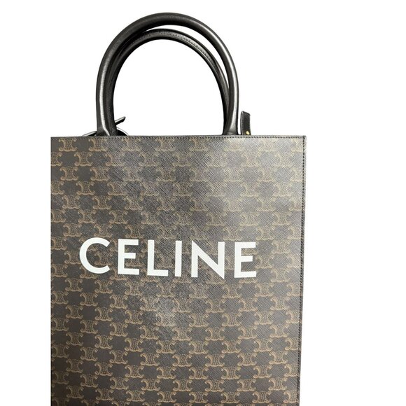 Celine Vertical Cabas Bag In Triomphe Canvas & Leather - Picture 8 of 16